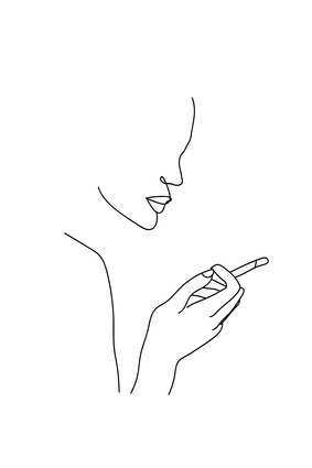 Person Smoking Line Art