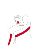 Woman In Red Coat Abstract Art | Erstellen Sie Ihr eigenes Plakat